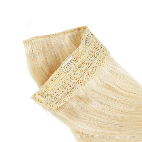 No any split ends Real Human Hair Halo Extensions Straight Halo Real Hair Extensions with Clips for Women Halo Hair Extensions